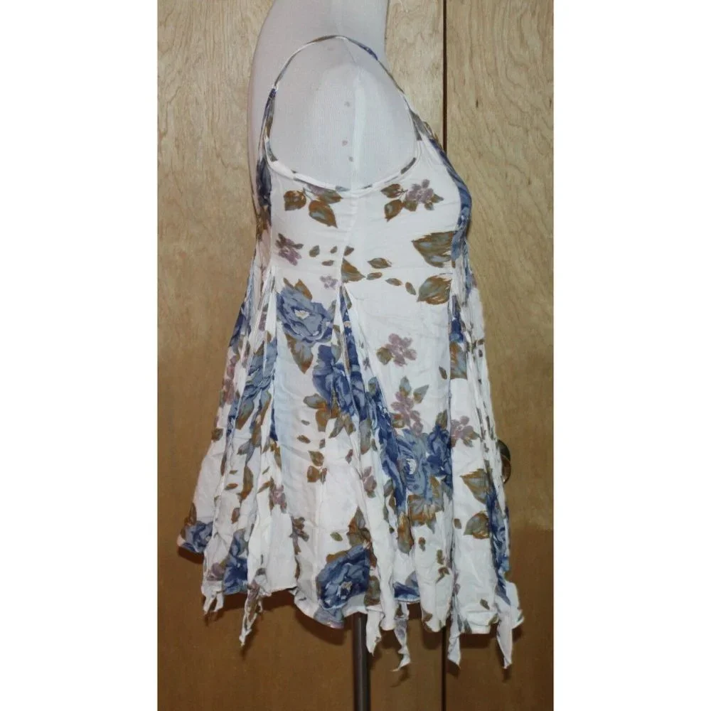 Intimately Free People XS Alyson tank slip mini dress tunic cream blue floral - Picture 7 of 9